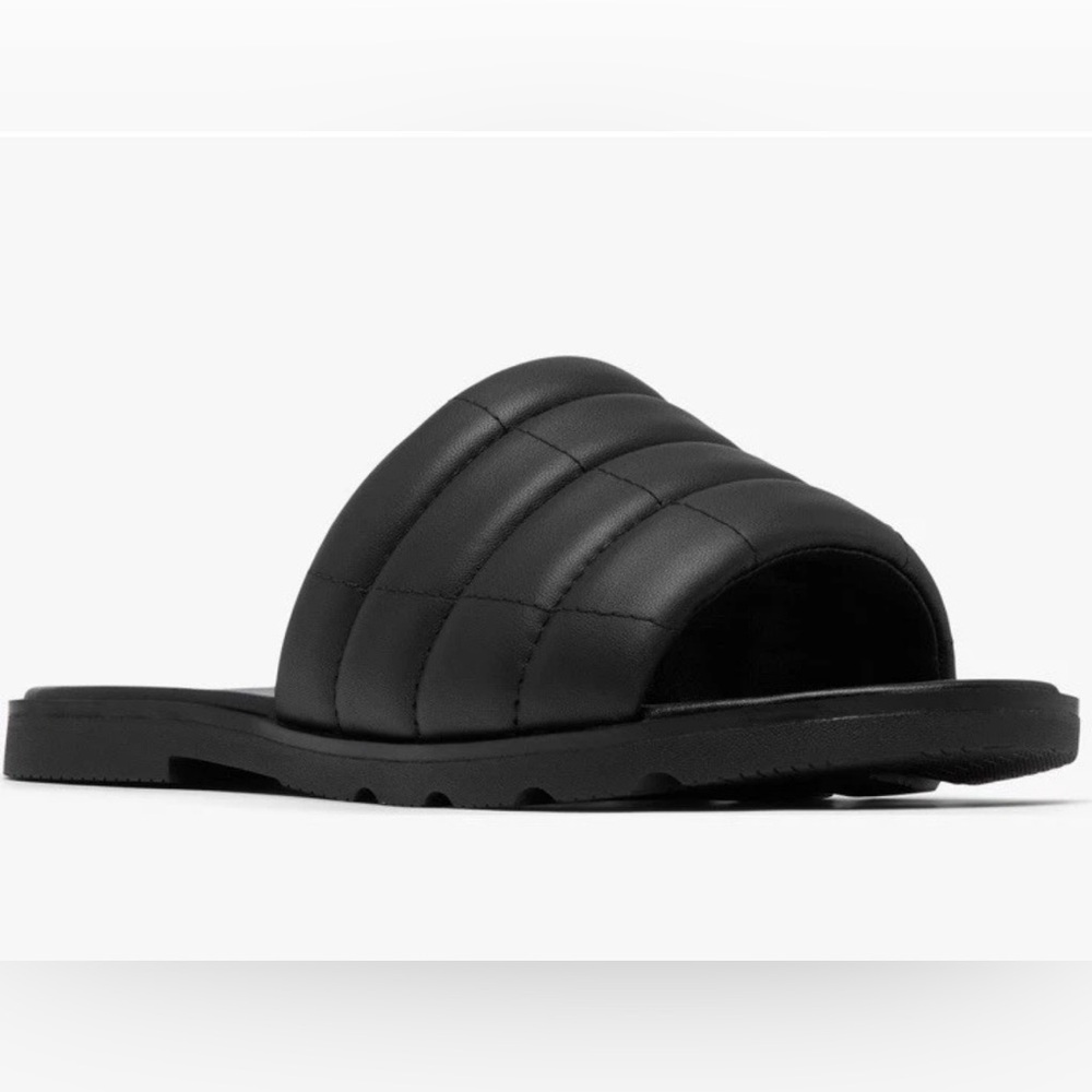 Sorel Ella III Black Quilted Slide Sandals Size 7.5 NIB